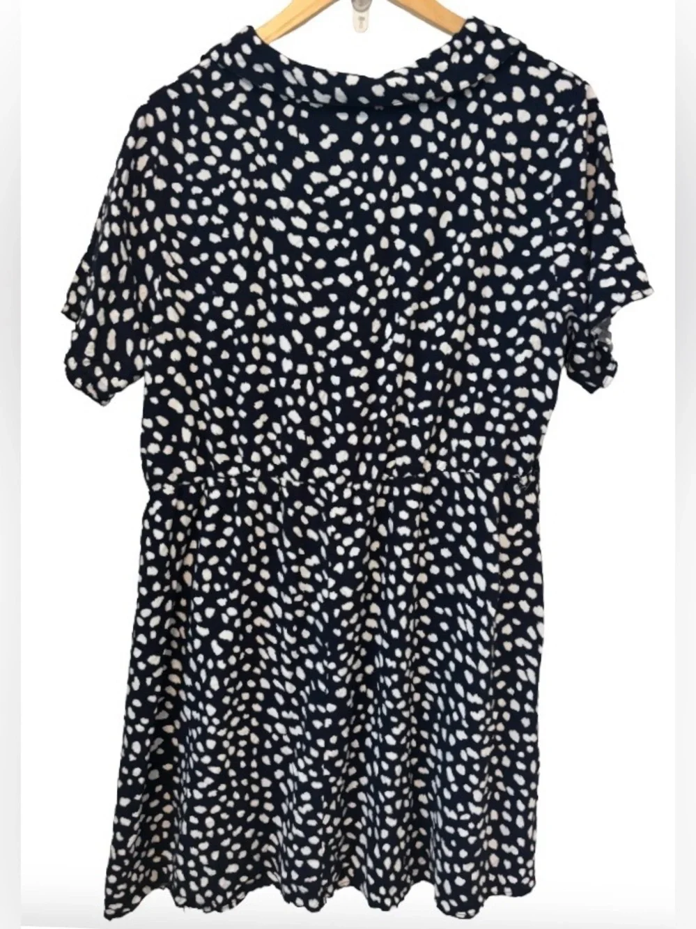 C+D+M nvy & wht polka dt s\s shrtdrss WM 1X preppy comfy casual